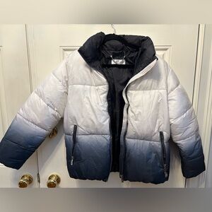 Nicole Miller Gradient Puffer Jacket - Large White & Navy